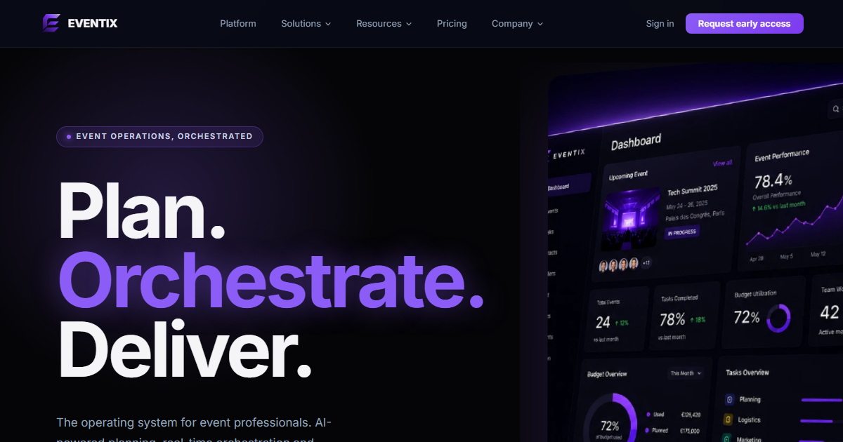EventiX — The Business OS for Your Whole Operation · Plan, Run, Optimize